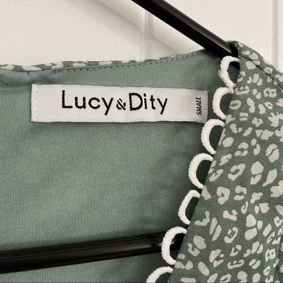 Lucy & Dity Long Sleeves Green Leopard Prints Dress - Picture 3 of 8